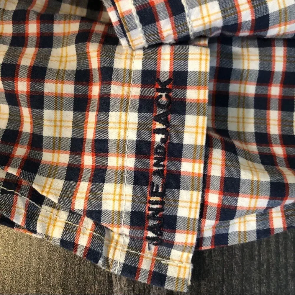 Janie and Jack long sleeve plaid shirt red blue yellow